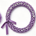 10pcs Purple Braided Fabric Bracelet with Silver Sequin Accents