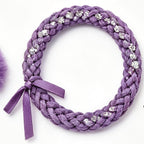 10pcs Purple Braided Fabric Bracelet with Silver Sequin Accents