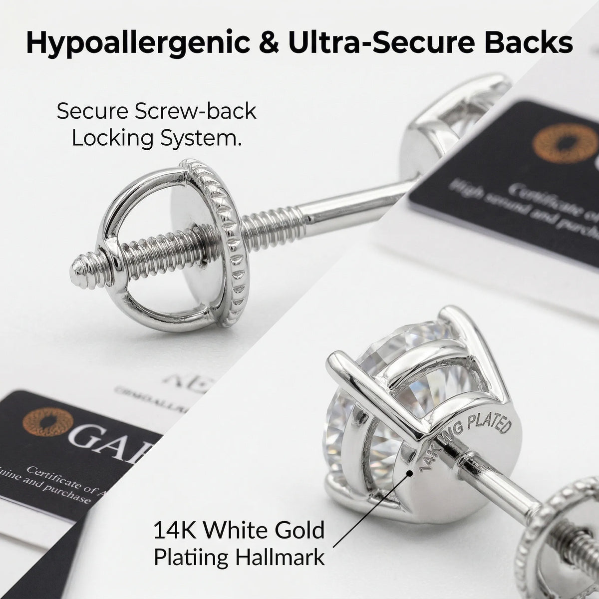 1-6.00 CTW Classic Round Lab-Created Diamond Stud Earrings - Secure 4-Prong & Hypoallergenic-Last Day Sale🔥90% OFF