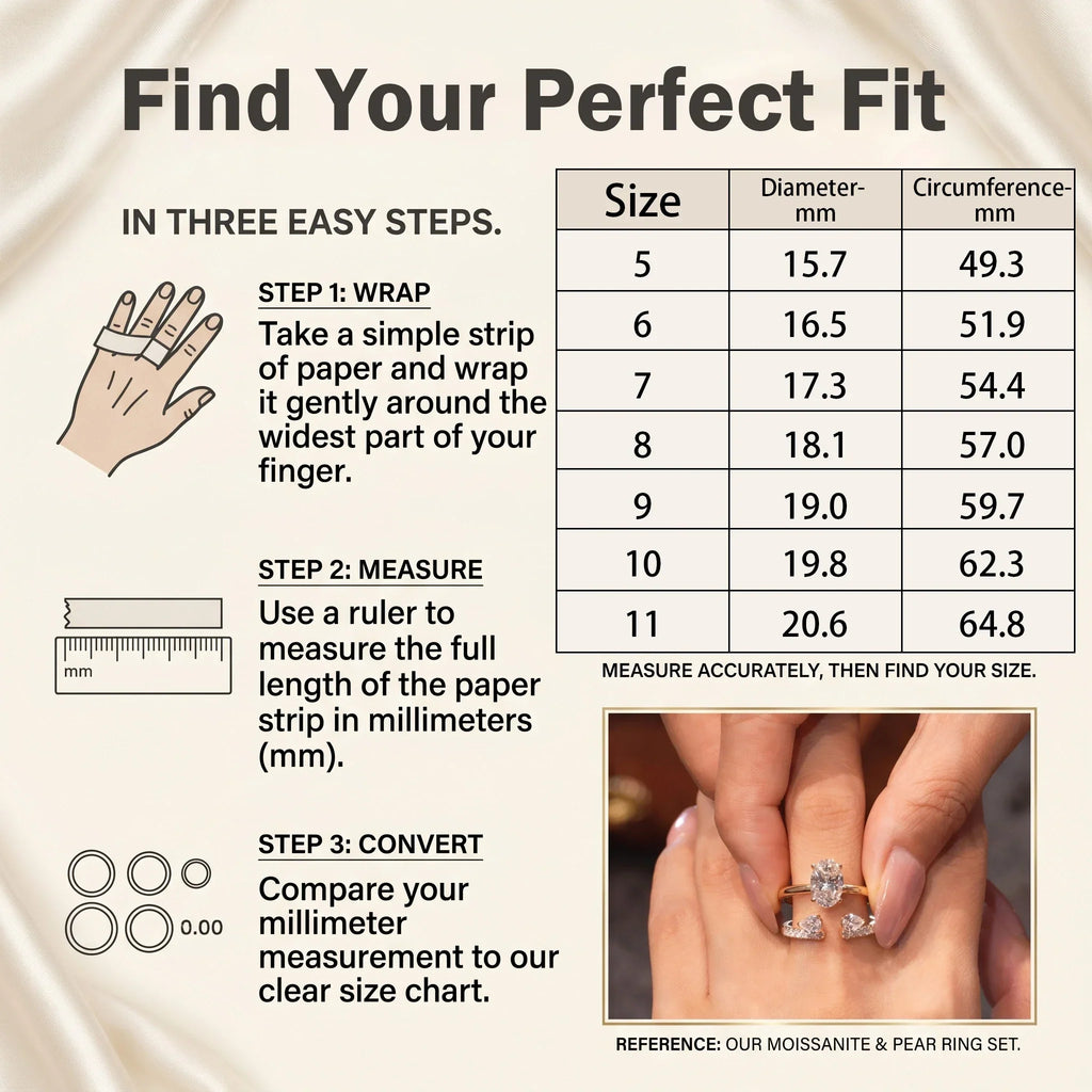 🔥 LAST DAY 90% OFF: Perfect Nesting Comfort-Fit Flawless Moissanite Oval & Pear Ring Set in 14K