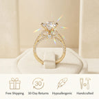 🔥 LAST DAY 90% OFF: Artisan Handcrafted Hypoallergenic Flawless Moissanite Bowknot Ring in 14K Gold Over 925 Silver