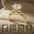 🔥 LAST DAY 90% OFF: Tester-Passing HD-Fire D-VVS1 Flawless Moissanite Vintage Bow Ring in Triple 14K Gold