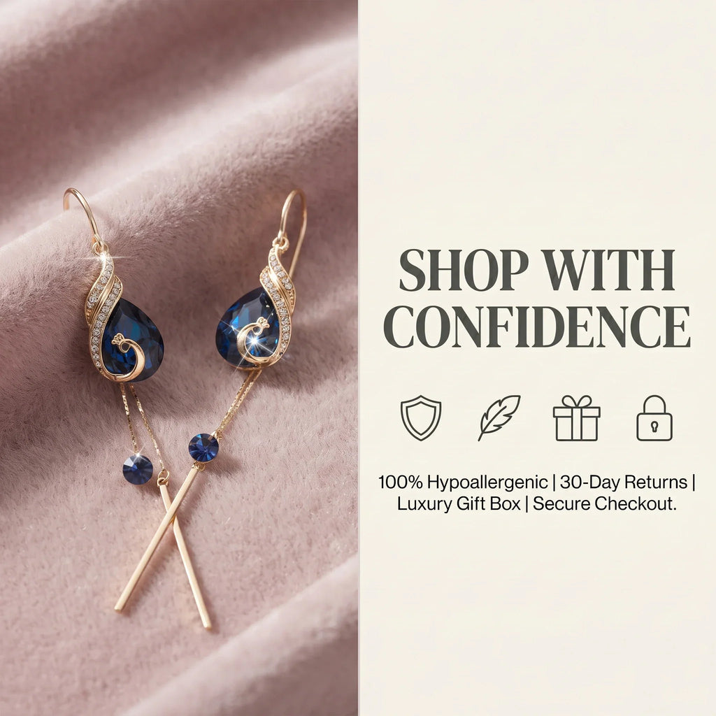⚡ 90% OFF Flash Sale: The Royal Peacock: Sapphire-Hued Teardrop Drop Earrings