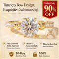 🔥 LAST DAY 90% OFF: Tester-Passing HD-Fire D-VVS1 Flawless Moissanite Vintage Bow Ring in Triple 14K Gold