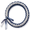 10Pcs-Navy Blue and Silver Metallic Braided Bracelet with Ribbon Accent