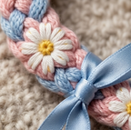 10pcs Pastel Pink and Blue Braided Floral Bracelet with Ribbon Accent