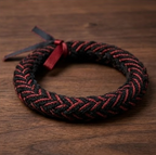 10pcs Black and Dark Red Braided Fabric Bracelet with Ribbon Accent