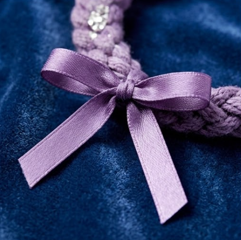 10pcs Purple Braided Fabric Bracelet with Silver Sequin Accents