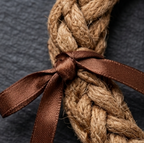 10pcs Natural Jute Braided Rope Bracelet with Brown Ribbon Accent