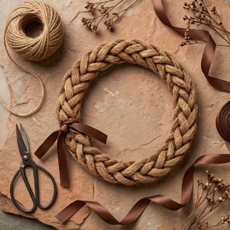 10pcs Natural Jute Braided Rope Bracelet with Brown Ribbon Accent