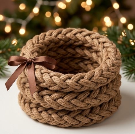 10pcs Natural Jute Braided Rope Bracelet with Brown Ribbon Accent