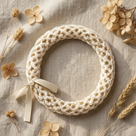 10pcs Cream Crochet Lace Bracelet with Pearl and Ribbon Accent