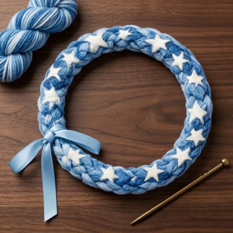 10pcs Blue Braided Star Bracelet with Satin Ribbon Accent