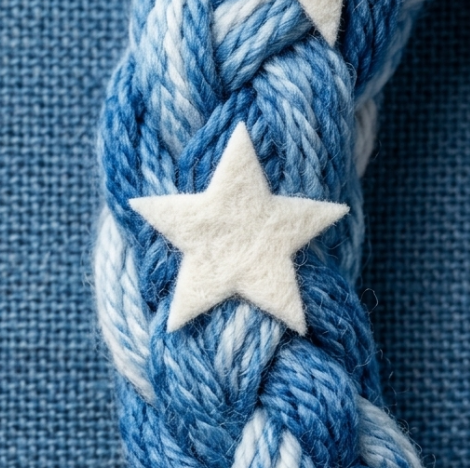 10pcs Blue Braided Star Bracelet with Satin Ribbon Accent