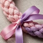 10pcs Pink and Purple Ombre Braided Fabric Bracelet with Ribbon Accent