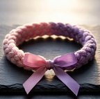 10pcs Pink and Purple Ombre Braided Fabric Bracelet with Ribbon Accent