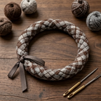 10pcs Brown Plaid Braided Fabric Bracelet with Faux Suede Ribbon