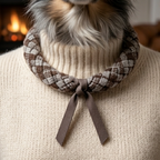 10pcs Brown Plaid Braided Fabric Bracelet with Faux Suede Ribbon