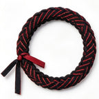 10pcs Black and Dark Red Braided Fabric Bracelet with Ribbon Accent