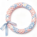 10pcs Pastel Pink and Blue Braided Floral Bracelet with Ribbon Accent