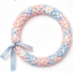 10pcs Pastel Pink and Blue Braided Floral Bracelet with Ribbon Accent