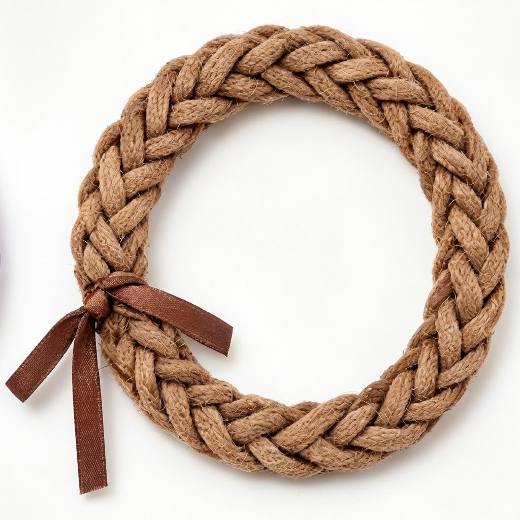 10pcs Natural Jute Braided Rope Bracelet with Brown Ribbon Accent