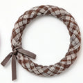 10pcs Brown Plaid Braided Fabric Bracelet with Faux Suede Ribbon
