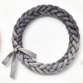 10pcs Chunky Heather Grey Braided Bracelet with Satin Ribbon Accent