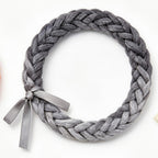 10pcs Chunky Heather Grey Braided Bracelet with Satin Ribbon Accent